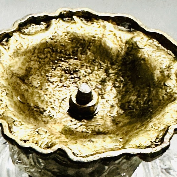 Vintage Hollywood Regency Crystal Candy Compote Bowl Decorative Brass Pedastal - Picture 8 of 8